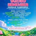 Cartel oficial del Tardeo Remember que se celebrará el próximo 30 de mayo en el Anfiteatro del Parque de Cabecera de Valencia, con dos zonas musicales y una amplia programación de DJs vinculados a la música remember y la Ruta.