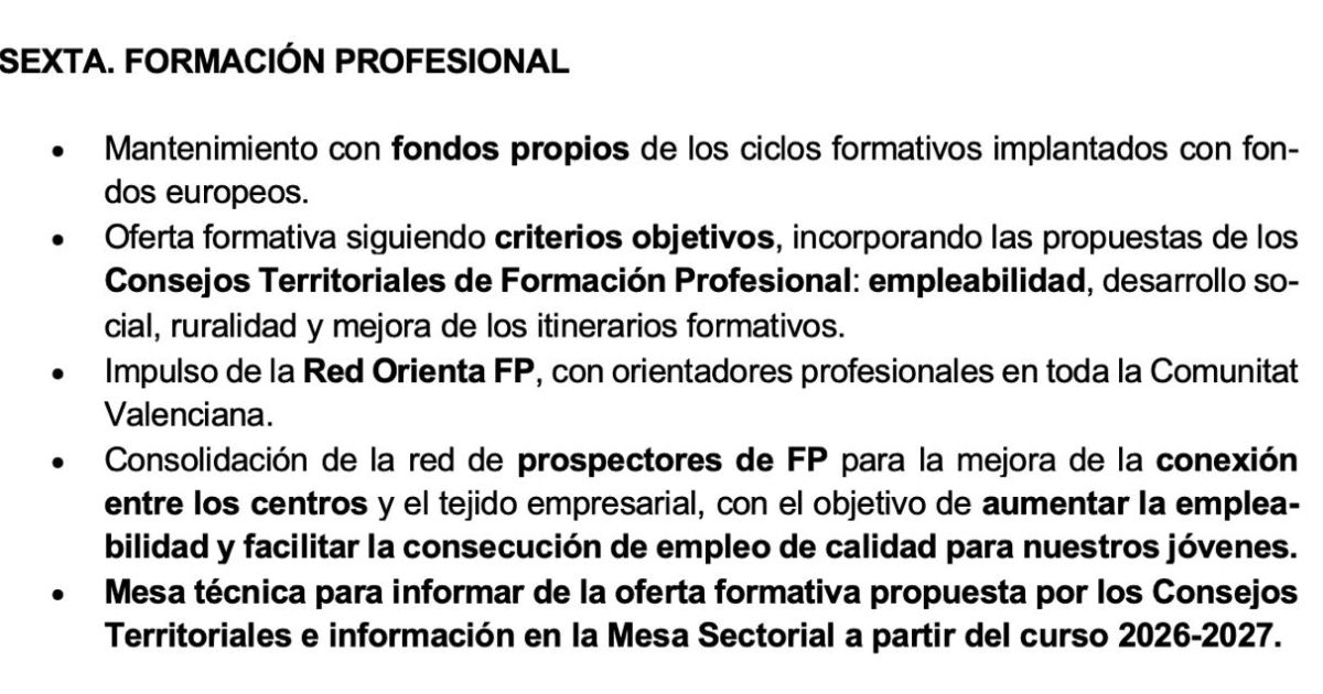 Propuesta de Educación sobre Formación Profesional.