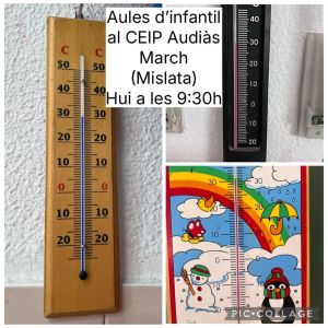 Termómetros en aulas de infantil del CEIP Ausiàs March de Mislata este jueves a las 09:30 horas.