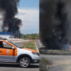 Incendio declarado este lunes en el exterior de una nave en Loriguilla.