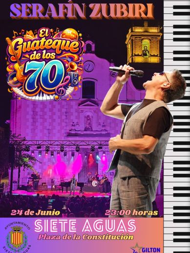 Cartel anunciador de 'El Guateque de los 70' en Siete Aguas. Cartel anunciador de 'El Guateque de los 70' en Siete Aguas.