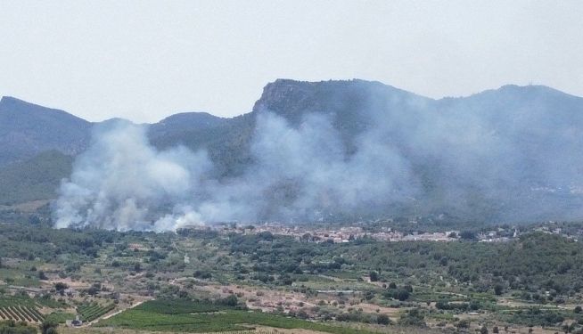 Incendio forestal en Estivella este domingo.