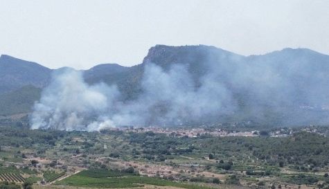 Incendio forestal en Estivella este domingo.