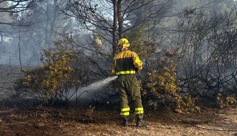 Efectivos de bomberos trabajan en el incendio declarado este lunes en la zona de la Lloma Llarga en la Pobla de Vallbona. Efectivos de bomberos trabajan en el incendio declarado este lunes en la zona de la Lloma Llarga en la Pobla de Vallbona.