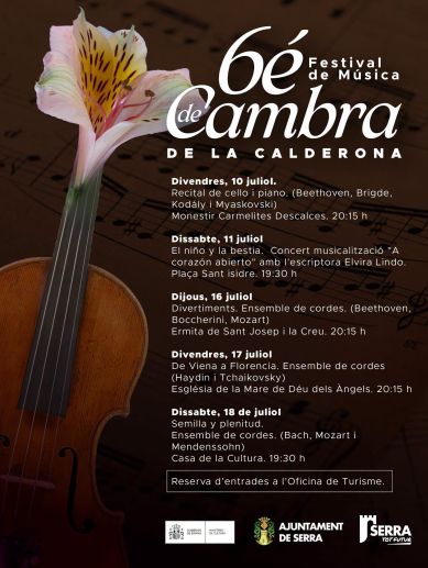 Programación del 6º Festival de Música de Cámara de la Calderona.
