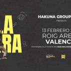 Cartel anunciador del concierto de Hakuna Group Music en el Roig Arena de valencia el próximo 13 de febrero de 2027.