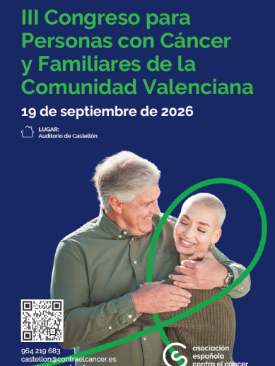 La Asociación Española Contra el Cáncer ya ha abierto las inscripciones para el III Congreso, que tendrá lugar el 19 de septiembre en Castellón. La Asociación Española Contra el Cáncer ya ha abierto las inscripciones para el III Congreso, que tendrá lugar el 19 de septiembre en Castellón.