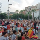 Así se vivió el gol de Oyarzábal que llevó a España a la final del Mundial en la pantalla gigante de Sagunt.
