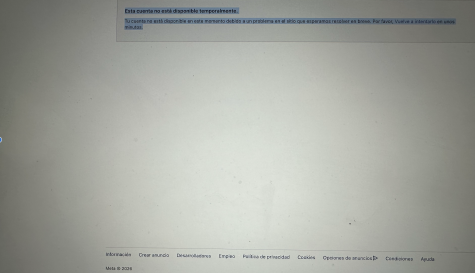 Problema que da Facebook a los usuarios que intentan acceder. Problema que da Facebook a los usuarios que intentan acceder.