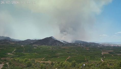 Incendio forestal de la Vall d’Uixó visto desde la Muntanyeta de Sant Antoni de Betxí