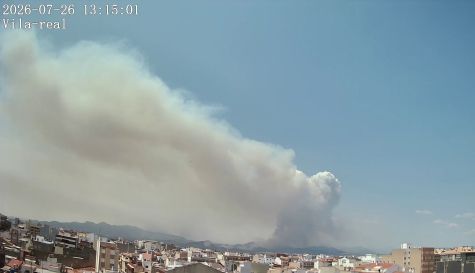 Incendio forestal de la Vall d’Uixó visto desde Vila-real