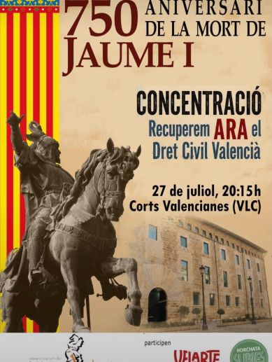 Cartel de la concentración convocada por Juristes Valencians frente a Les Corts para reclamar la recuperación del Derecho Civil Valenciano.