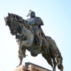 Estatua ecuestre del rey Jaume I, en el Parterre de València, donde se ha celebrado el homenaje por el 750 aniversario de su muerte. / EFE-Ajuntament de València