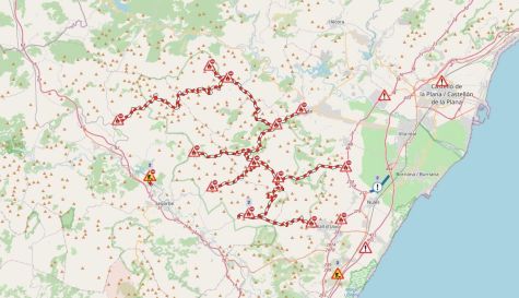 Estas son las carreteras cortadas por el incendio de la Vall d’Uixó.
