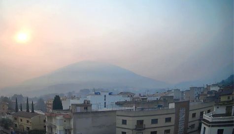 Incendio de la Vall d'Uixó desde la estación meteorológica de Tales.