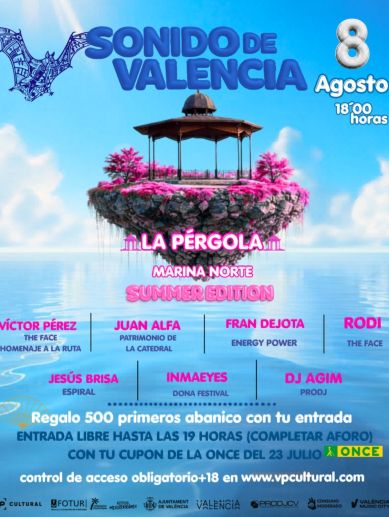 Cartel de Sonido de Valencia Summer Edition, que se celebra el 8 de agosto en La Pérgola. / Fotur