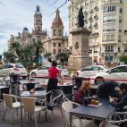 La terraza de un local en la Plaza del Ayuntamiento de Valencia.