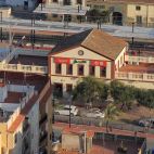 Vista aérea de la estación de tren de Sagunt.