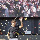 El delantero de la selección española de fútbol Ferrán Torres, durante el homenaje recibido este viernes en su pueblo, Foios. / EFE-Ana Escobar