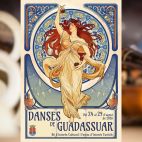 Cartell de les Danses 2026 (al fons, una fotografia d'Imatge Stil amb dos dels elements més característics de la festa: la botija i el garrot).