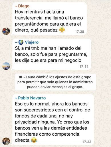 Varios perfiles del grupo restaban importancia a las llamadas de los bancos para comprobar las transferencias. Varios perfiles del grupo restaban importancia a las llamadas de los bancos para comprobar las transferencias.