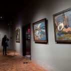 Una persona observa unas obras del pintor Joaquín Sorolla expuestas en el Hispanic Society Musuem and Library de Nueva York. / EFE-Ángel Colmenares-Archivo