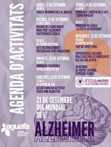 Activitats al voltant del Dia Mundial de l'Alzheimer. Activitats al voltant del Dia Mundial de l'Alzheimer.