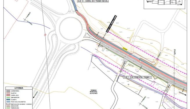 El plano del proyecto en la CV-324 entre Sagunt y Petrés. El plano del proyecto en la CV-324 entre Sagunt y Petrés.