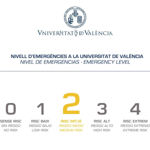 Infografía de la Universitat de València con los niveles de emergencia, que ha activado el nivel 2 ante la alerta naranja. / Universitat de València Infografía de la Universitat de València con los niveles de emergencia, que ha activado el nivel 2 ante la alerta naranja. / Universitat de València
