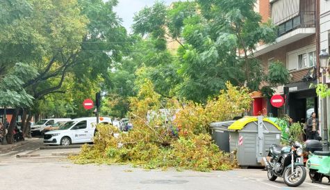 Calle Joan Llorenç cortada a la altura de la calle Quart, tras la tormenta histórica registrada ayer.