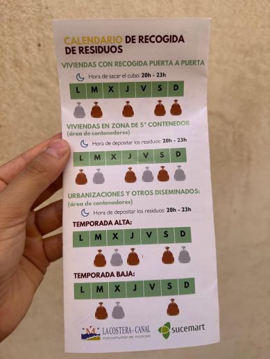 Calendari recollida de residus./ EPDA