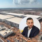 Vista aérea actual del avance de las obras de la gigafactoría de Sagunt y el alcalde, Darío Moreno. /