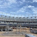 Imagen parcial de la grada en construcción del nuevo estadio del Valencia CF, cuya finalización de obra se prevé para el verano del 2027.
