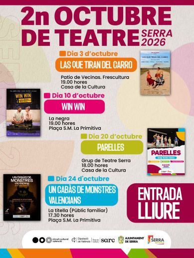 Programació del 2n Octubre de Teatre Serra 2026. Programació del 2n Octubre de Teatre Serra 2026.