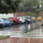 Imagen de los exteriores de IFA-Fira Alacant en Elche durante la tormenta.