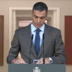 Pedro Sánchez, durante su declaración institucional sobre el adelanto de las elecciones generales.