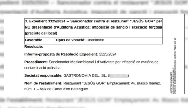 Expediente que ordena el precinto del local.