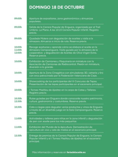 Programación domingo 18 octubre./ EPDA Programación domingo 18 octubre./ EPDA