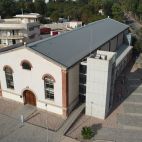 Vista aérea de la antigua Nave Almacén de Efectos y Repuestos, ahora Museo Industrial y de la Memoria Obrera.