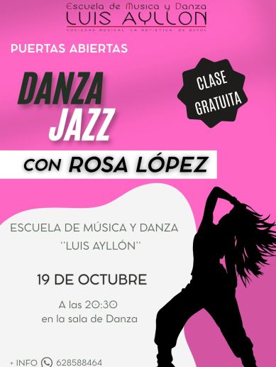Cartel de la jornada de puertas abiertas de danza jazz en la escuela de La Artística de Buñol. Cartel de la jornada de puertas abiertas de danza jazz en la escuela de La Artística de Buñol.