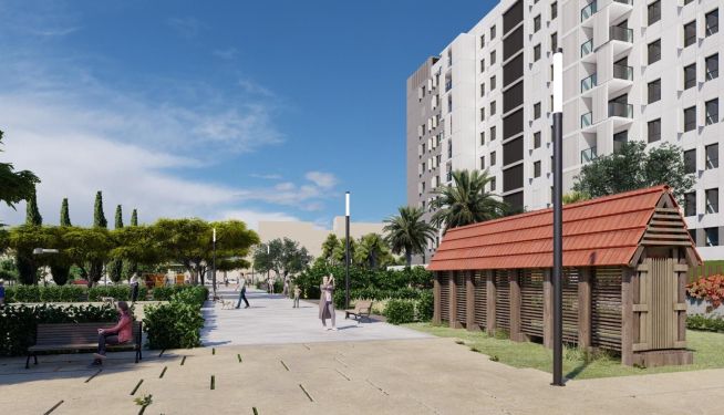 Así se vería el barrio a pie de calle. Así se vería el barrio a pie de calle.