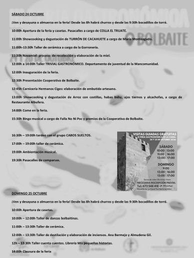 Programa III Feria Gastronómica de la Canal