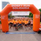 Participantes con sus perros en la Dogfy Run de Valencia, que ha recaudado 6.542 euros para cuatro protectoras afectadas por la dana.