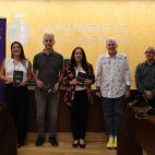 Ana Cidad, César Ferri, Lorena Silvent i Pedro Vicente-Mullor en la presentació de 'Salvem les fotos' a Catarroja.