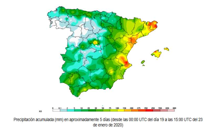 Precipitaciones del día 19 al 23. EPDA